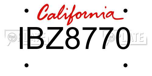 IBZ8770 California License Plate
