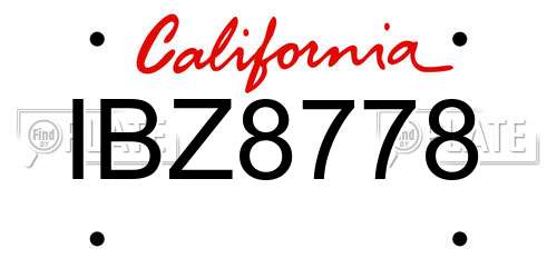 IBZ8778 California License Plate