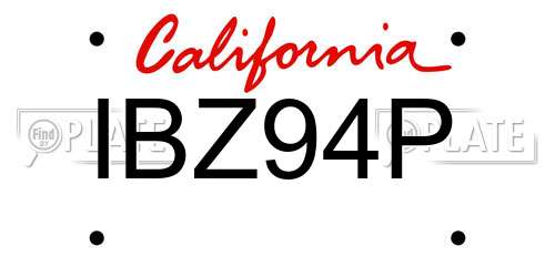 IBZ94P California License Plate