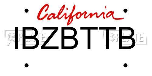 IBZBTTB California License Plate
