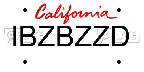 IBZBZZD California License Plate