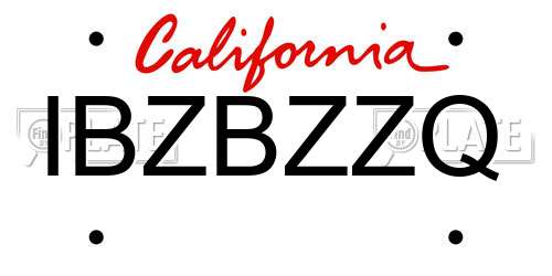IBZBZZQ California License Plate
