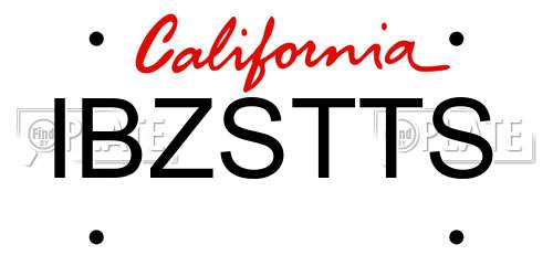IBZSTTS California License Plate