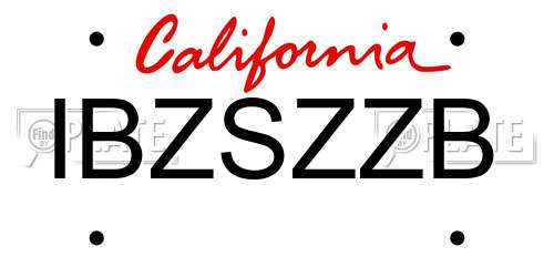 IBZSZZB California License Plate