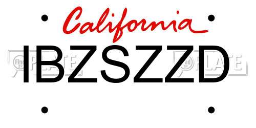 IBZSZZD California License Plate