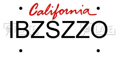 IBZSZZO California License Plate