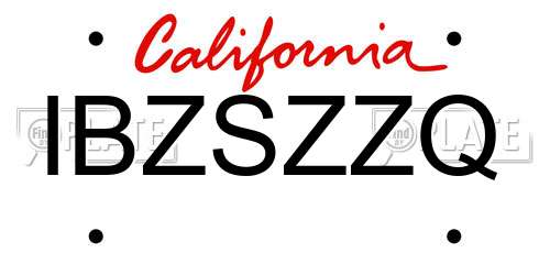 IBZSZZQ California License Plate
