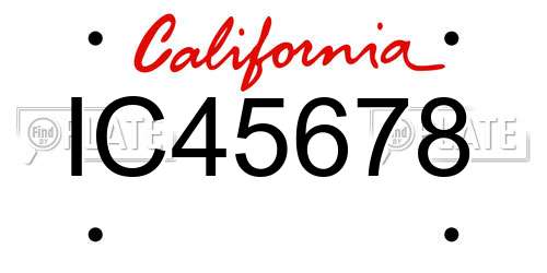 IC45678 California License Plate