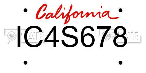 IC4S678 California License Plate