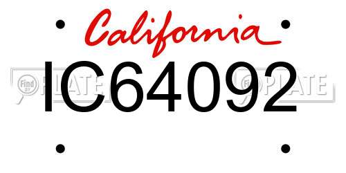 IC64092 California License Plate