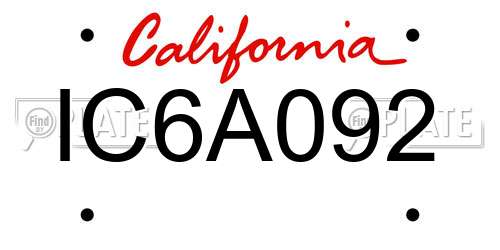 IC6A092 California License Plate