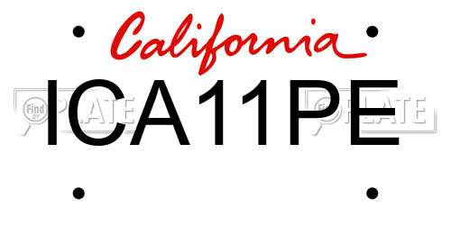 ICA11PE California License Plate