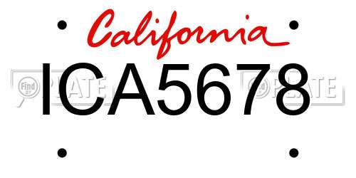 ICA5678 California License Plate