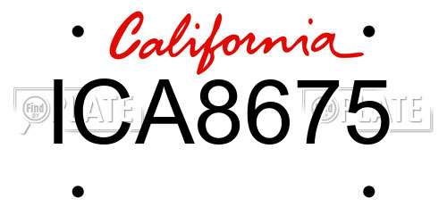 ICA8675 California License Plate