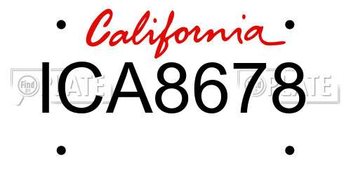 ICA8678 California License Plate