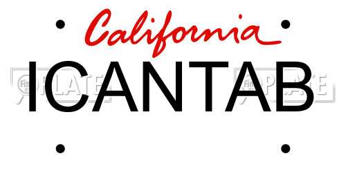 ICANTAB California License Plate