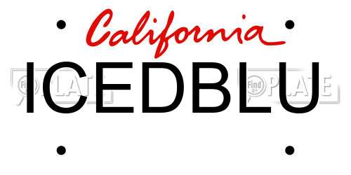 ICEDBLU California License Plate