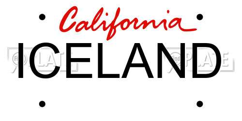 ICELAND California License Plate