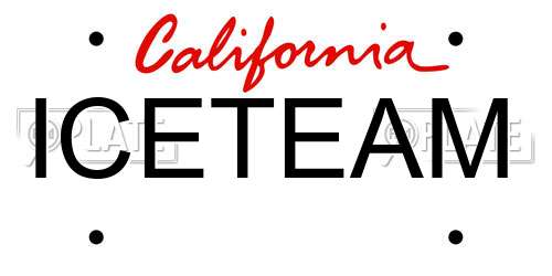 ICETEAM California License Plate