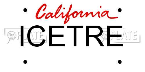 ICETRE California License Plate