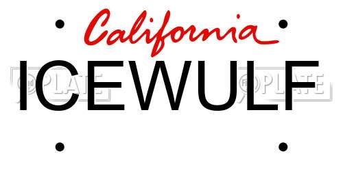ICEWULF California License Plate