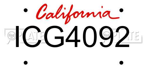 ICG4092 California License Plate