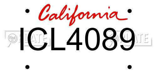 ICL4089 California License Plate