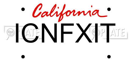 ICNFXIT California License Plate