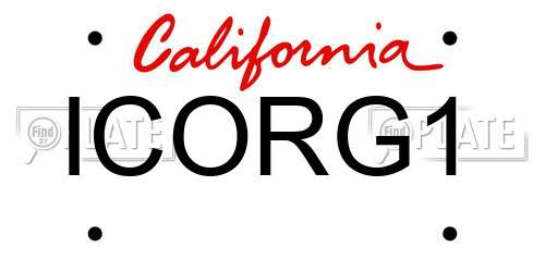 ICORG1 California License Plate