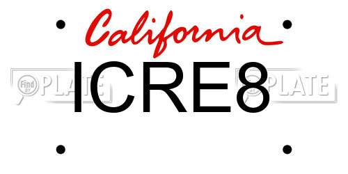 ICRE8 California License Plate