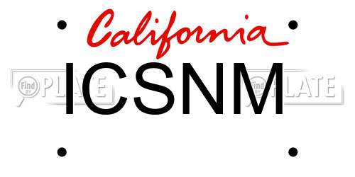 ICSNM California License Plate