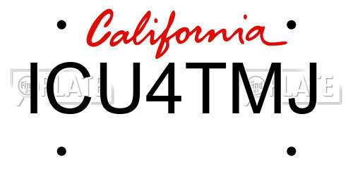 ICU4TMJ California License Plate