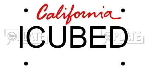 ICUBED California License Plate