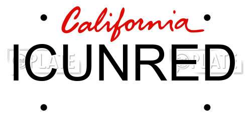 ICUNRED California License Plate