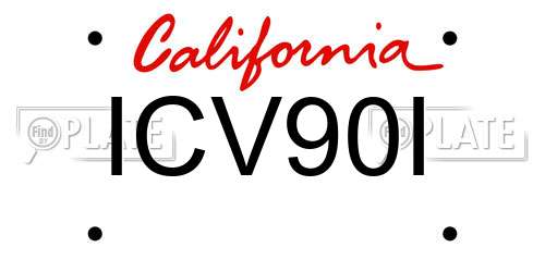 ICV90I California License Plate