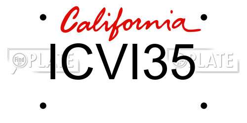 ICVI35 California License Plate