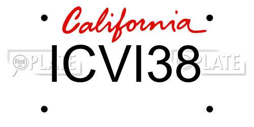ICVI38 California License Plate