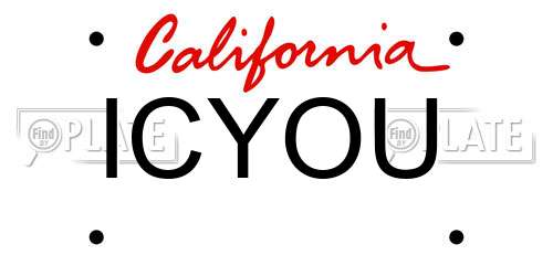 ICYOU California License Plate