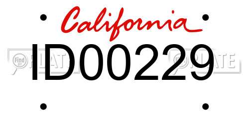 ID00229 California License Plate