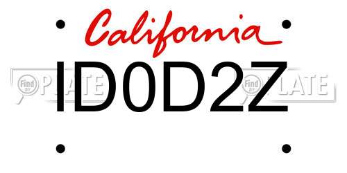 ID0D2Z California License Plate