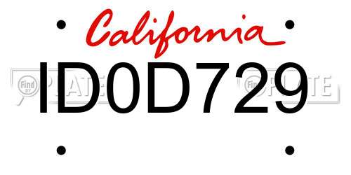 ID0D729 California License Plate