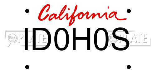 ID0H0S California License Plate