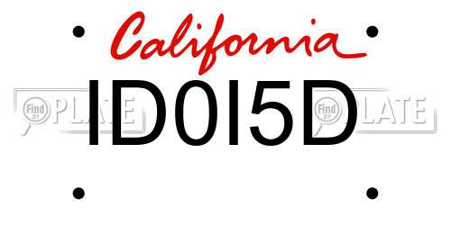 ID0I5D California License Plate