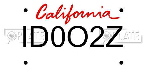 ID0O2Z California License Plate