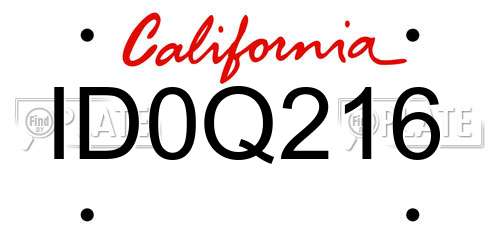 ID0Q216 California License Plate