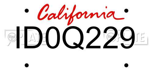 ID0Q229 California License Plate