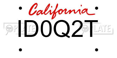 ID0Q2T California License Plate