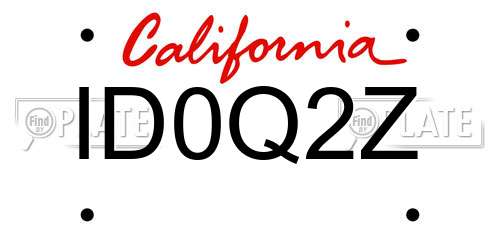ID0Q2Z California License Plate