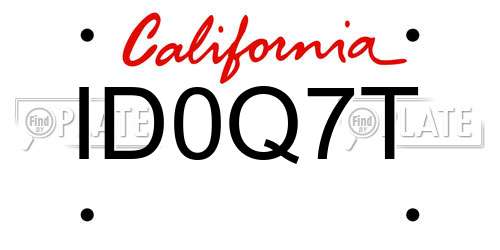 ID0Q7T California License Plate