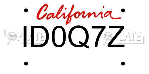 ID0Q7Z California License Plate
